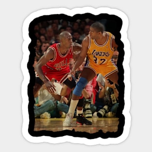 Michael Jordan vs Magic Johnson Vintage Sticker